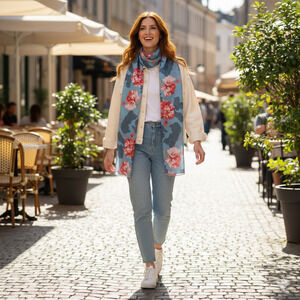 NWT Vince Camuto Women's 100% Silk Floral Rectangle Large Scarf